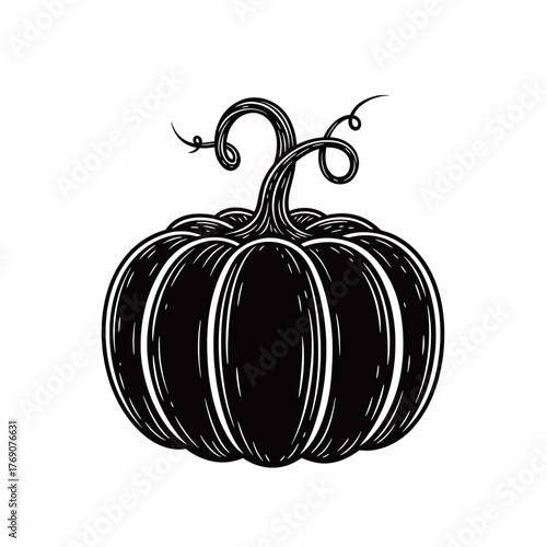 Vintage Hand-Drawn Pumpkin in Black and White