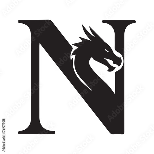 Majestic Dragon N Letter Emblem