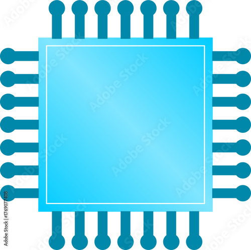 Blue Microchip Icon Representing Technology, Processor, and Digital Hardware Design