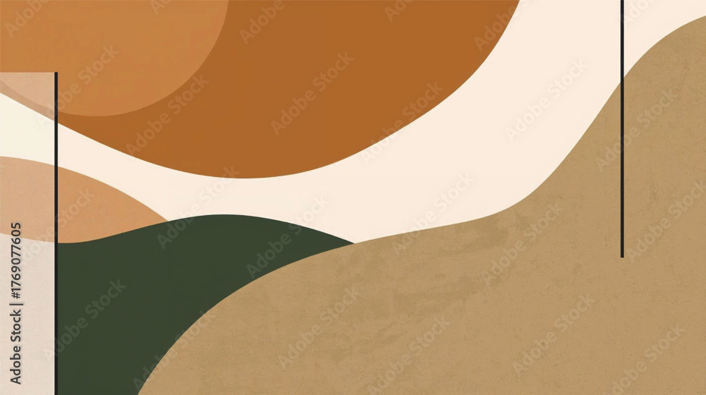 Ai generate, Organic and Geometric Abstract Design – Mid-Century Modern Poster Illustration