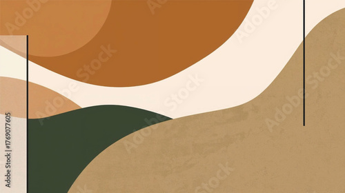 Ai generate, Organic and Geometric Abstract Design – Mid-Century Modern Poster Illustration