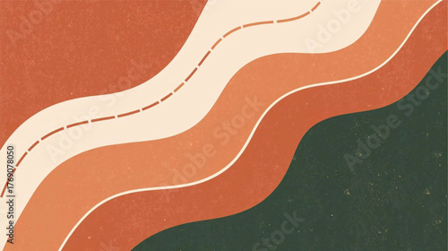 Ai generate, Organic and Geometric Abstract Design – Mid-Century Modern Poster Illustration