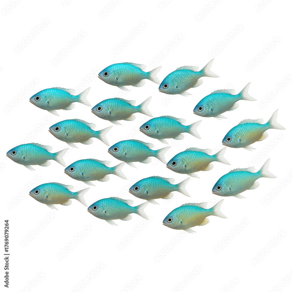 Fototapeta premium School of Small Tropical Fish Swimming Together