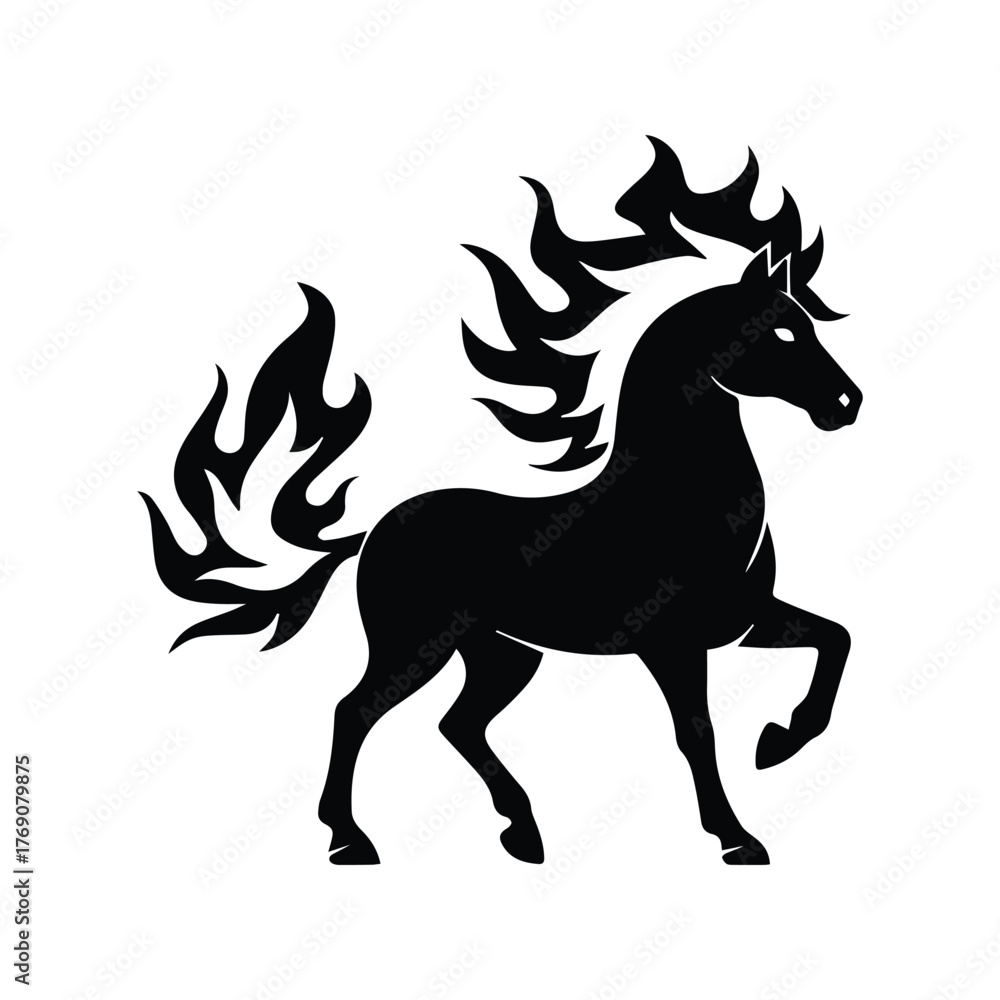 Fototapeta premium Graceful black horse flowing mane