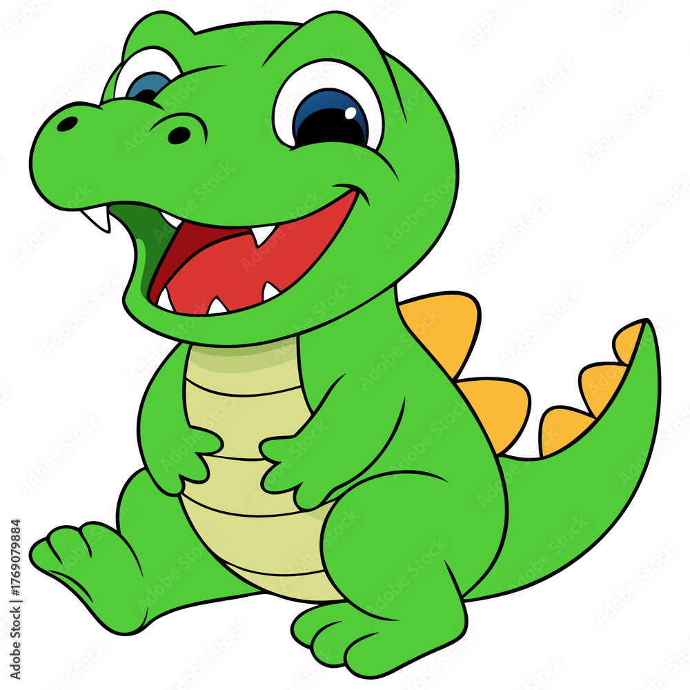 Fototapeta premium Cute Funny Dinosaur Cartoon Clipart Laughing Joyful Playful Friendly Character