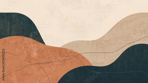 Ai generate, Muted Earth Tone Abstract Vector – Mid-Century Modern Geometric Composition