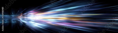 Bits of data in high speed transfer background concept. Dynamic light trails creating a vibrant and modern digital effect.