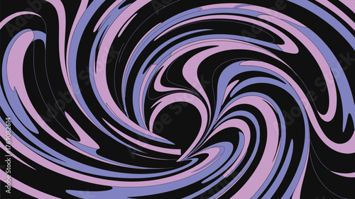 Abstract swirl pattern with lavender and light pink bands on a black background creating a vortex look