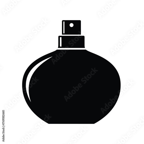 Black perfume bottle silhouette with spray nozzle vector