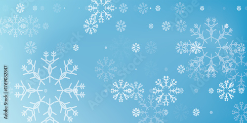 Magical heavy snow flakes backdrop. Snowstorm speck ice particles. Snowfall sky white teal blue wallpaper. Rime snowflakes february vector. Snow hurricane landscape.