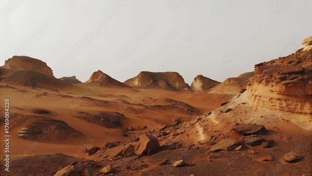Fototapeta premium Red layered desert rock texture background
