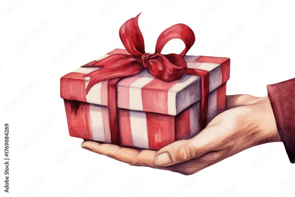 Obraz premium Hand holding a gift box celebration anniversary.