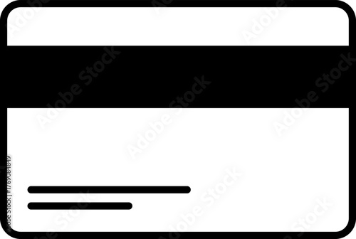 Credit Card Back Outline Icon with Magnetic Stripe