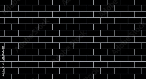 Seamless Black Brick Wall Texture Background with White Grout