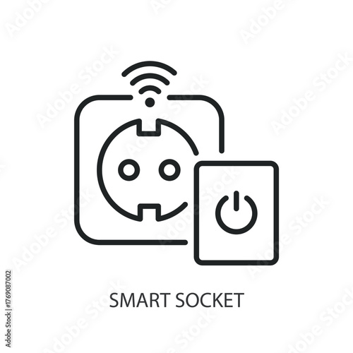 Smart socket thin line icons. Original vector illustration.