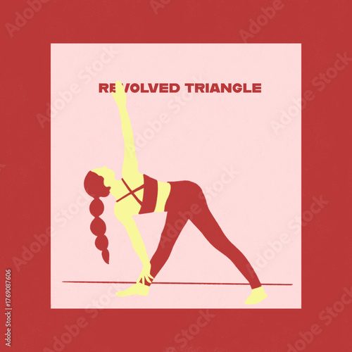 Revolved triangle yoga pose - health, fitness, wellness concept illustration