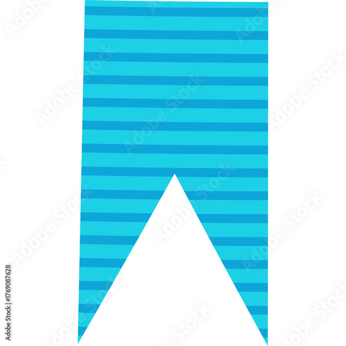 Abstract Blue Striped Pennant Flag Shape With Transparent Background Symbolizing Achievement Celebration And Success On A White Canvas