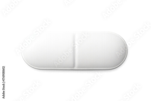 White oblong pill or tablet for health, wellness, and medical treatment. Vector isolated on a transparent background