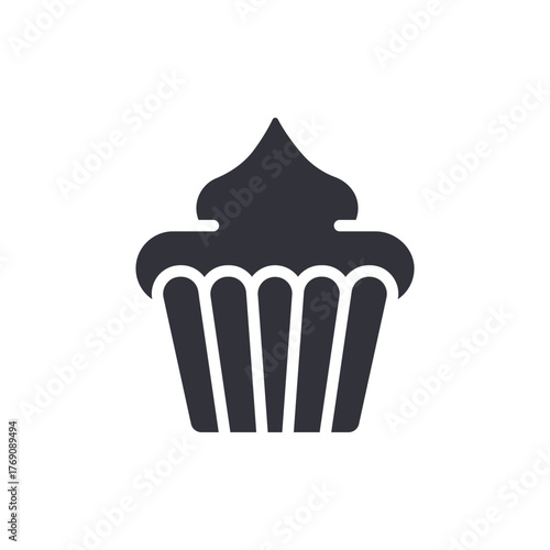 Cute Cupcake Pastry Dessert Minimalist Symbol Vector Icon