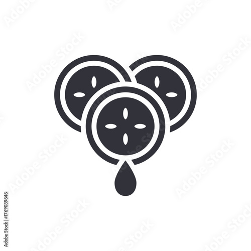 Cucumber Slices With Drop Icon Health Benefit Illustration