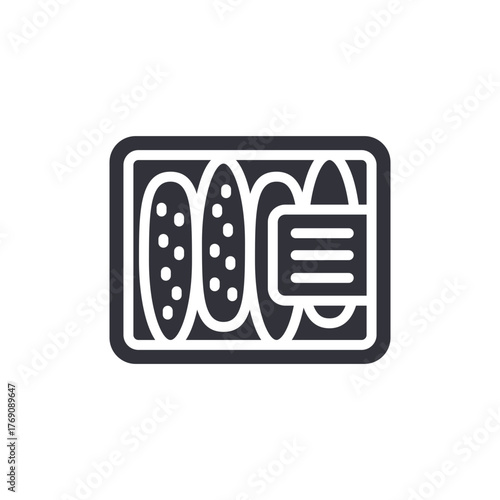 Pickled Cucumbers In Container Outline Icon Food Flat Design