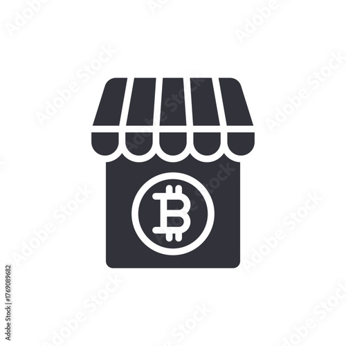 Bitcoin Storefront Digital Transaction Retail Shop Icon