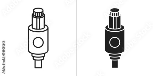 Simple outline and solid black icon of a usb connector