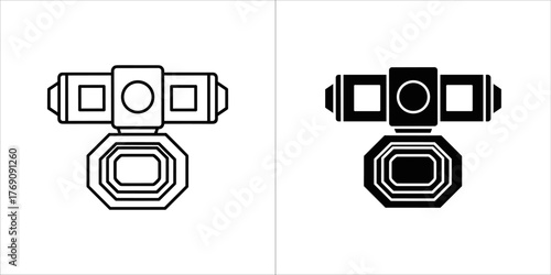 Line art and silhouette of a camera hot shoe mount