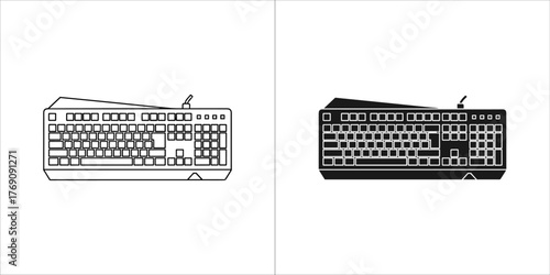 Outline and solid black icon of a gaming keyboard