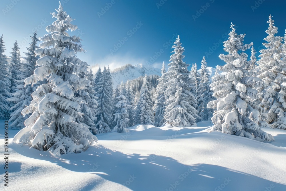Fototapeta premium A snow-covered landscape nature forest trees.