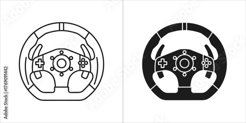 Gaming steering wheel with buttons and pedals