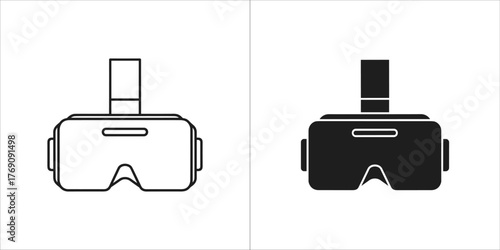 Outline and filled icon of a virtual reality headset