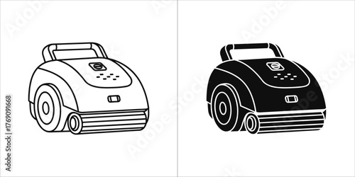 Robot lawn mower icon in outline and solid style