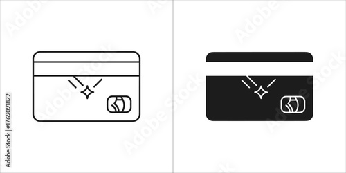 Set of two credit cards, one outlined and one solid black