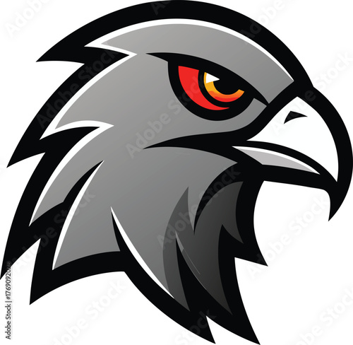 Hawk Head Mascot Logo Design Profile View Eagle Predator Bird Powerful Hunter Vector Esport Illustration Graphic