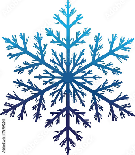 Elegant blue snowflake illustration on a white background for winter designs