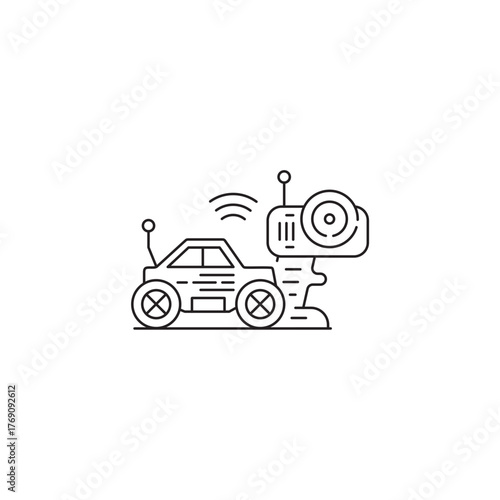 RC car icon, RC Racing Symbol Outline icon Transparent background Editable Stroke