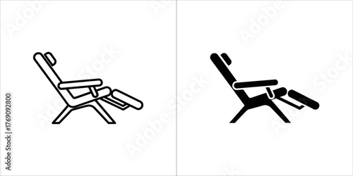 Recliner chair in outline and solid black