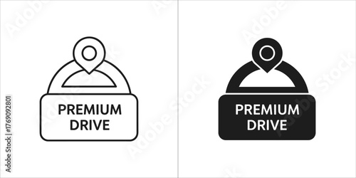 Premium drive location marker in outline and solid black