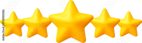 Five gold star review rating in 3d render