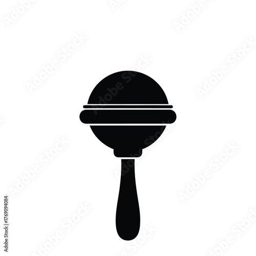 Black silhouette of a baby rattle on white background