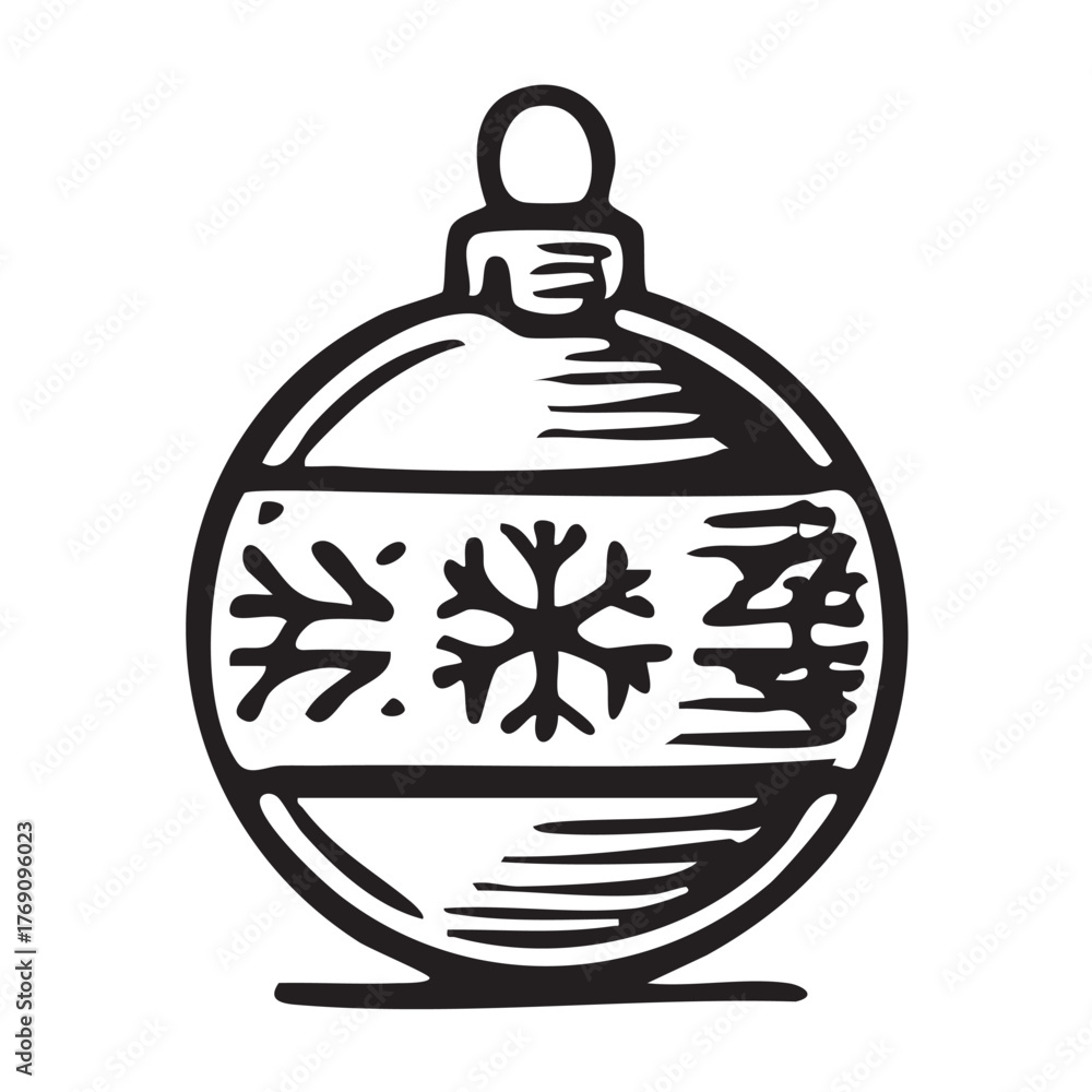 Fototapeta premium Hand Drawn Christmas Ornament Ball Illustration with Patterned Design