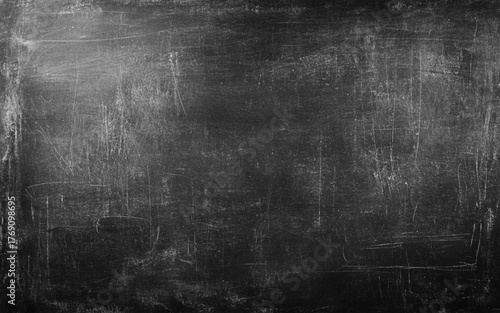 Chalk rubbed out on blackboard background. Black wall. vector