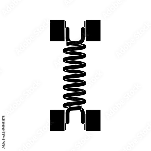 Black spring connecting two black blocks