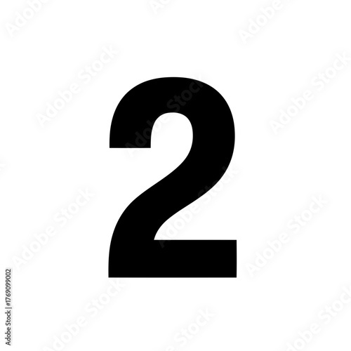 A bold, black number 2 is displayed prominently against a clean