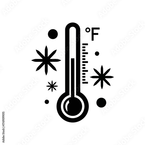 Thermometer icon showing cold temperature with snowflakes