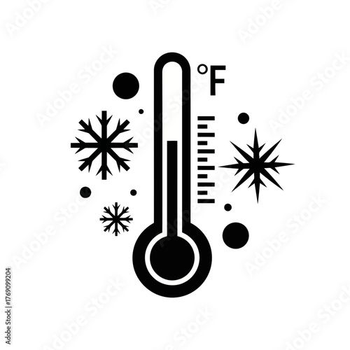 Thermometer icon showing cold temperature with snowflakes