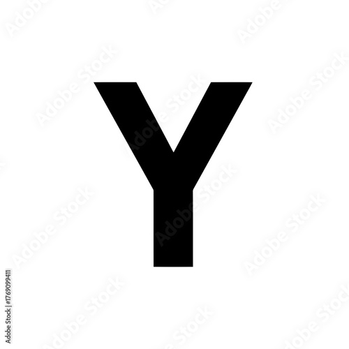 The letter y in bold black font, isolated on a pure, representing the alphabet and typography