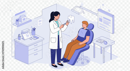Dental checkup: dentist and patient in modern clinic setting
