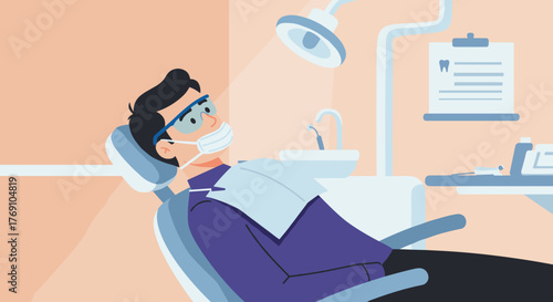 Patient relaxing in modern dental office during checkup